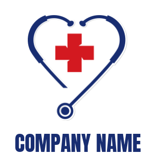 heart shaped stethoscope with plus sign logo generator