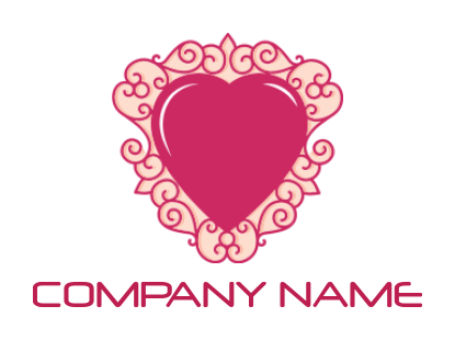 make a dating logo heart with floral around it