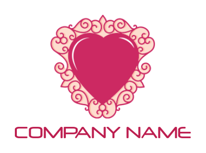 dating logo icon heart with floral around it - logodesign.net