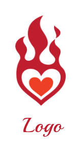 create a dating logo with hearts forming flame 