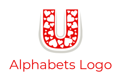 create a Letter U logo with hearts inside