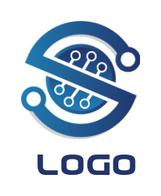 make an IT logo maker hi-tech circuit letter S