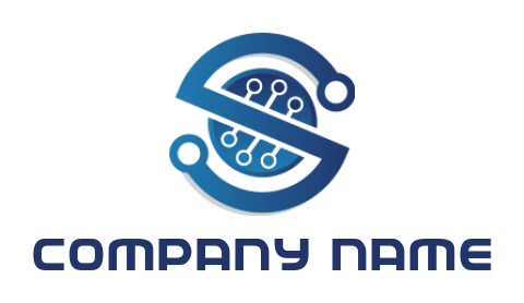 make an IT logo maker hi-tech circuit letter S