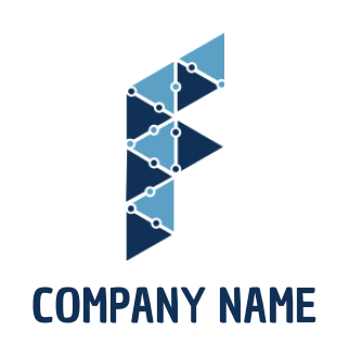 Letter F logo template hi-tech wires forming letter F