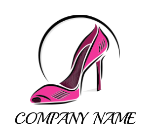 high heel shoe logo icon with swoosh 