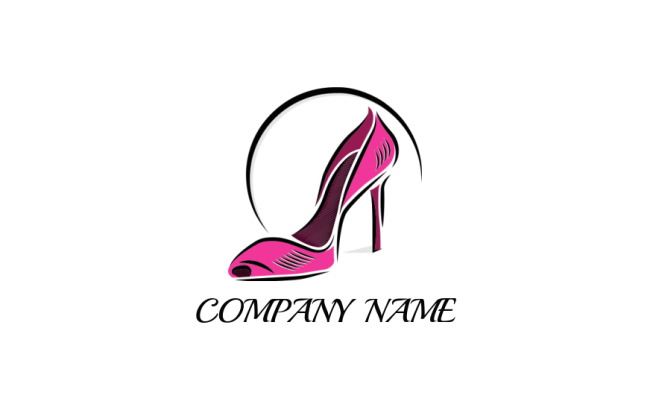 high heel shoe logo icon with swoosh 