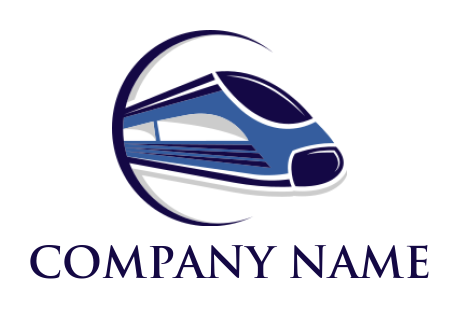 high speed bullet train in swoosh logo template