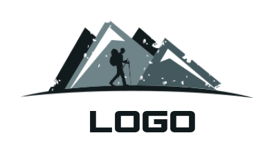Travel logo hiker in mountain background