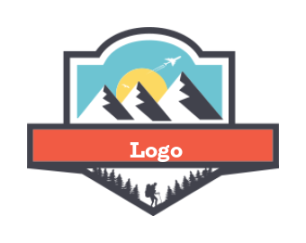 make a hiker climbing mountains with pine trees