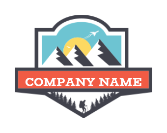 make a hiker climbing mountains with pine trees