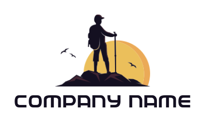 Hiker on mountain top logo design