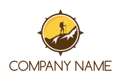 travel logo image hiker inside compass