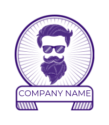 beauty logo hipster inside emblem with sun rays