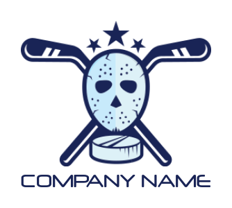 sports logo illustration hockey with puck and mask - logodesign.net  