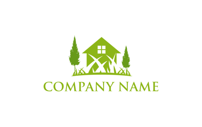 home gardening logo design with trees