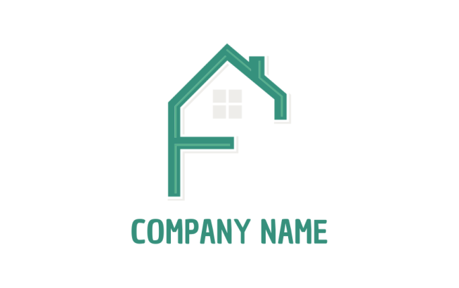 Design a Letter F logo home in shape of letter f with windows