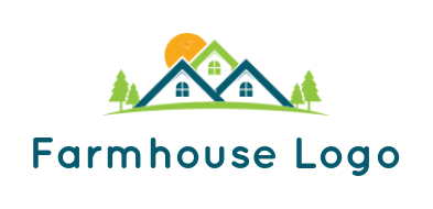 make a real estate logo homes with trees and sun