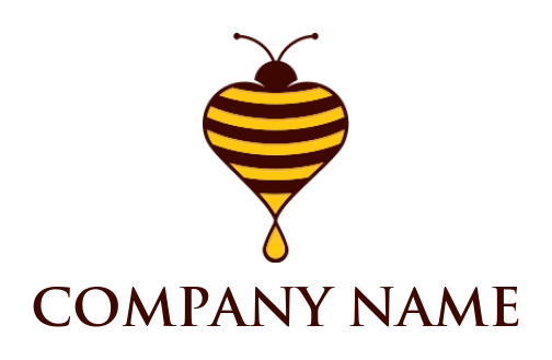 honey bee forming heart shape logo sample