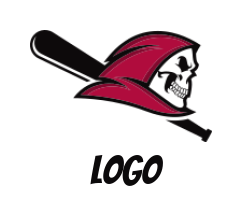sports logo template hooded skull with baseball bat - logodesign.net