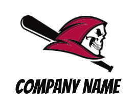 sports logo template hooded skull with baseball bat - logodesign.net