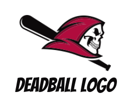 sports logo template hooded skull with baseball bat - logodesign.net