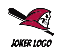 sports logo template hooded skull with baseball bat - logodesign.net