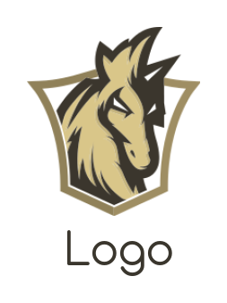 animal logo of horse mascot inside the shield