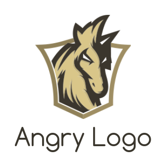 animal logo of horse mascot inside the shield