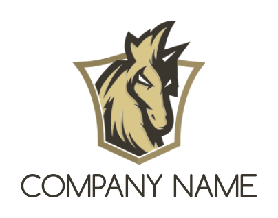 horse mascot inside the shield pictorial mark animal logo