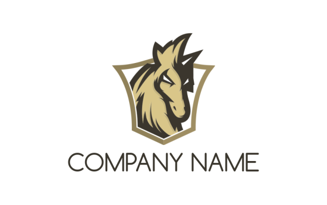 horse mascot inside the shield logo generator