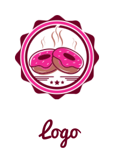 Food logo hot pink donuts badge