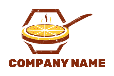 Hot italian restaurant pizza in pan logo sample