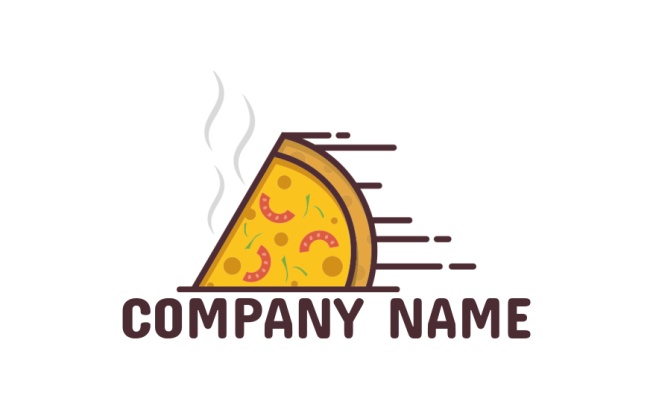 hot slice of pizza for take-away logo sample