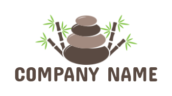 make a spa logo hot stone with bamboo sticks and leaves 