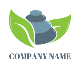 generate a spa logo of a hot stone with leaves