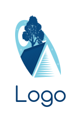 real estate logo online house gable roof with moon and tree - logodesign.net