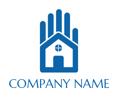 real estate logo online house in abstract palm - logodesign.net