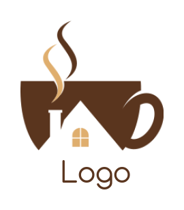 restaurant logo house in coffee cup with smoke
