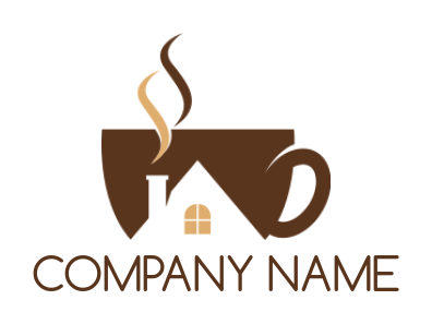 restaurant logo house in coffee cup with smoke