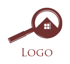 property logo icon house inside magnifying glass