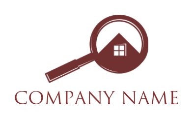property logo icon house inside magnifying glass