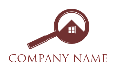 property logo icon house inside magnifying glass - logodesign.net