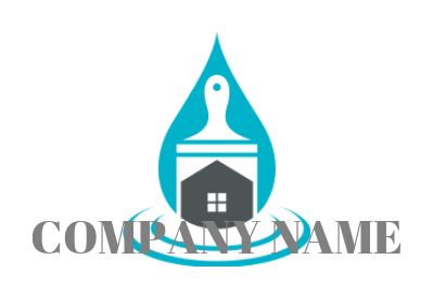 house inside paintbrush incorporated in water droplet