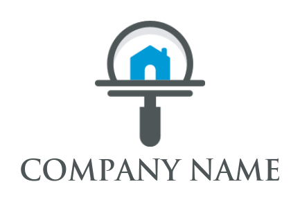 property logo abstract house in magnifying glass