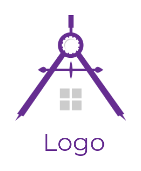 engineering logo house inside drawing compass