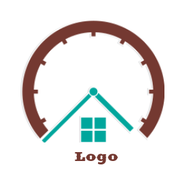 make a real estate logo  house merged with clock
