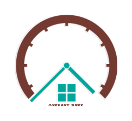 make a real estate logo  house merged with clock