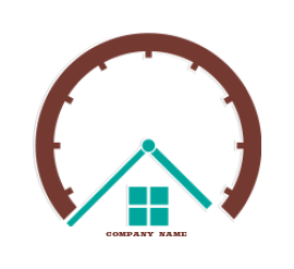 Create a logo of house merged with clock