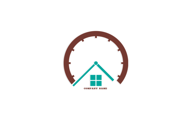 Create a logo of house merged with clock