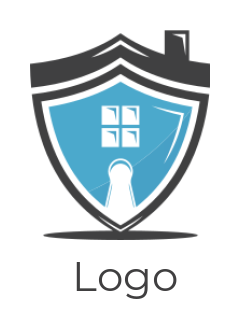 security logo house merged with shield keyhole 
